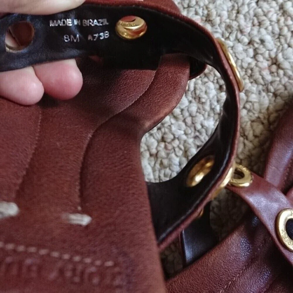 Tory Burch Leather Kathryn Grommet Sandals in brown size 7.5
